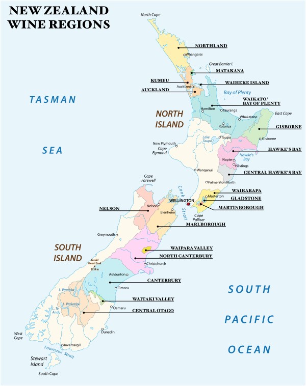 ニュージーランドワイン産地地図