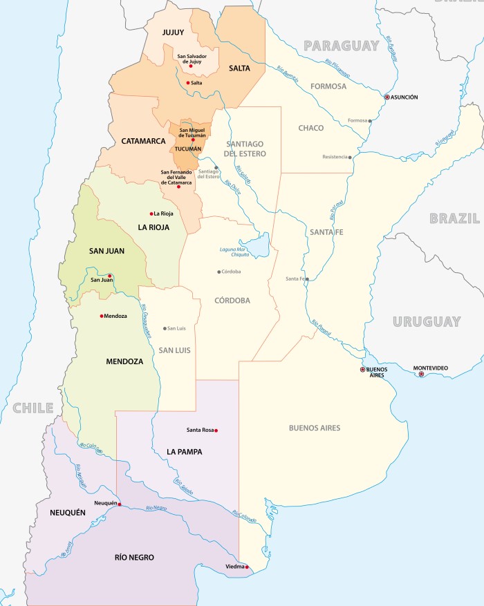 アルゼンチンのワイン産地マップ